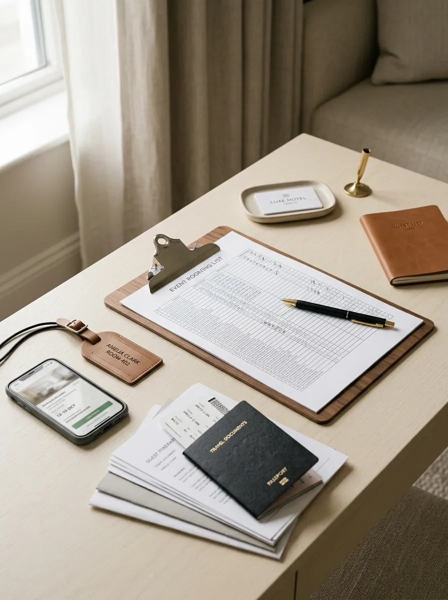 Placeholder image (AI-generated): guest travel and room block management