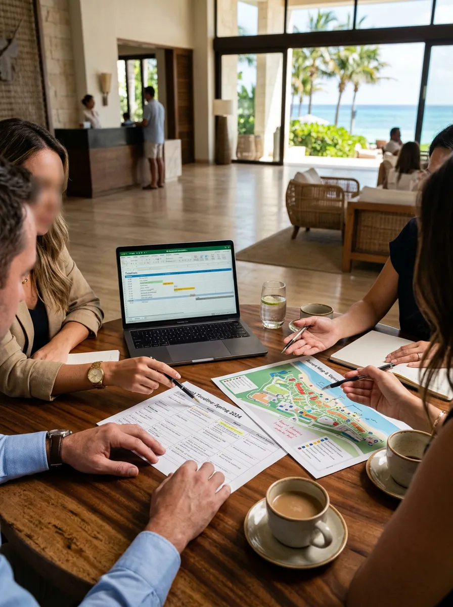 Placeholder image (AI-generated): resort & destination partner coordination meeting