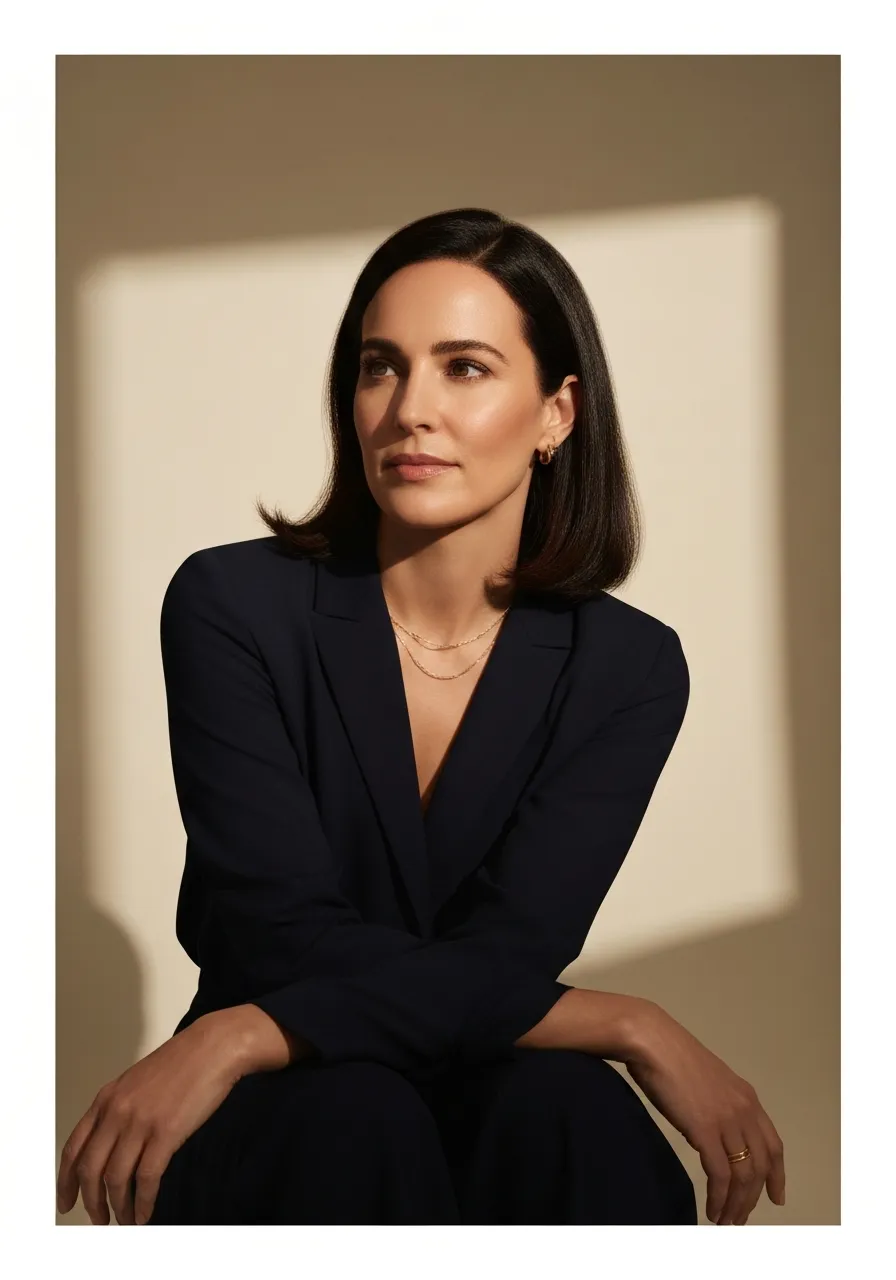 Editorial photo of a thoughtful, empowered woman