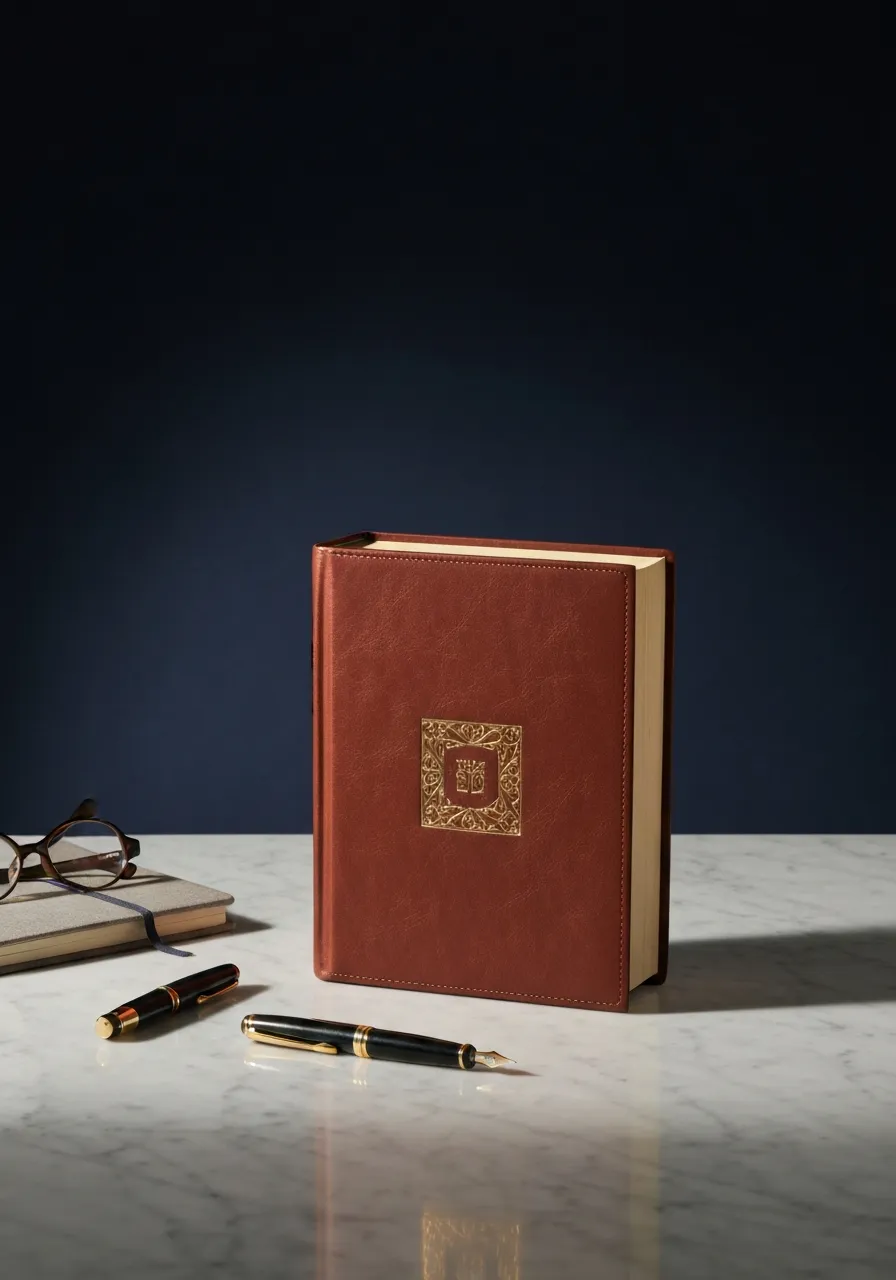 Elegant branded book in an author workspace