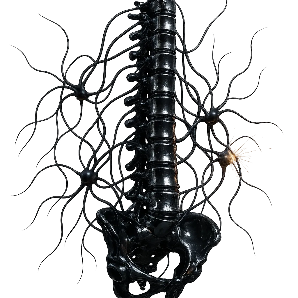 Biomechanical spinal network floating mid-air