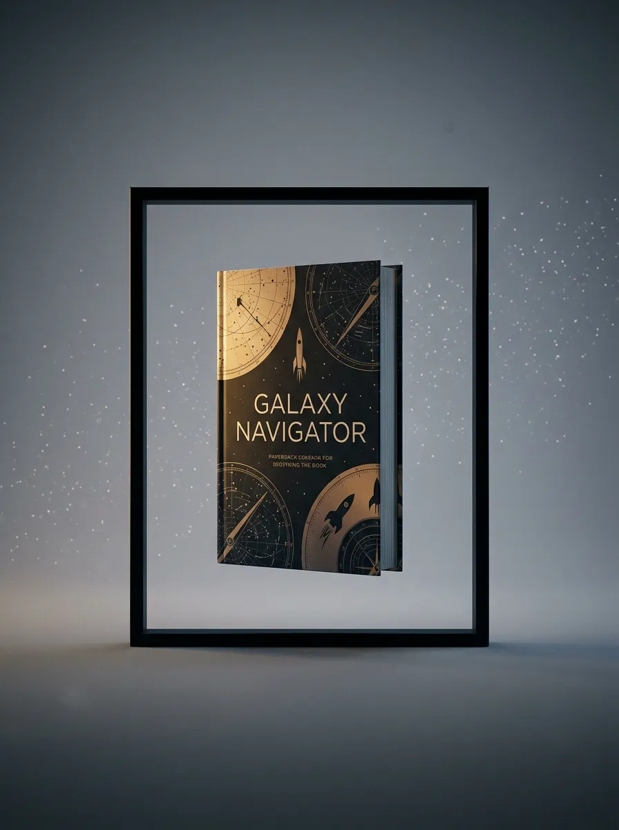 Editorial Floating Book Frame displaying Galaxy Navigator cover
