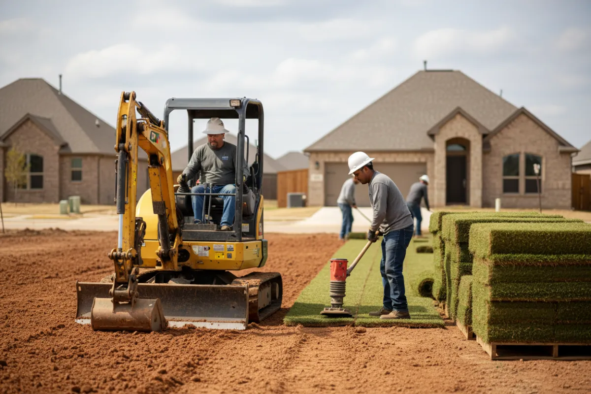 Lawn grading and sod installation near Hudson Oaks