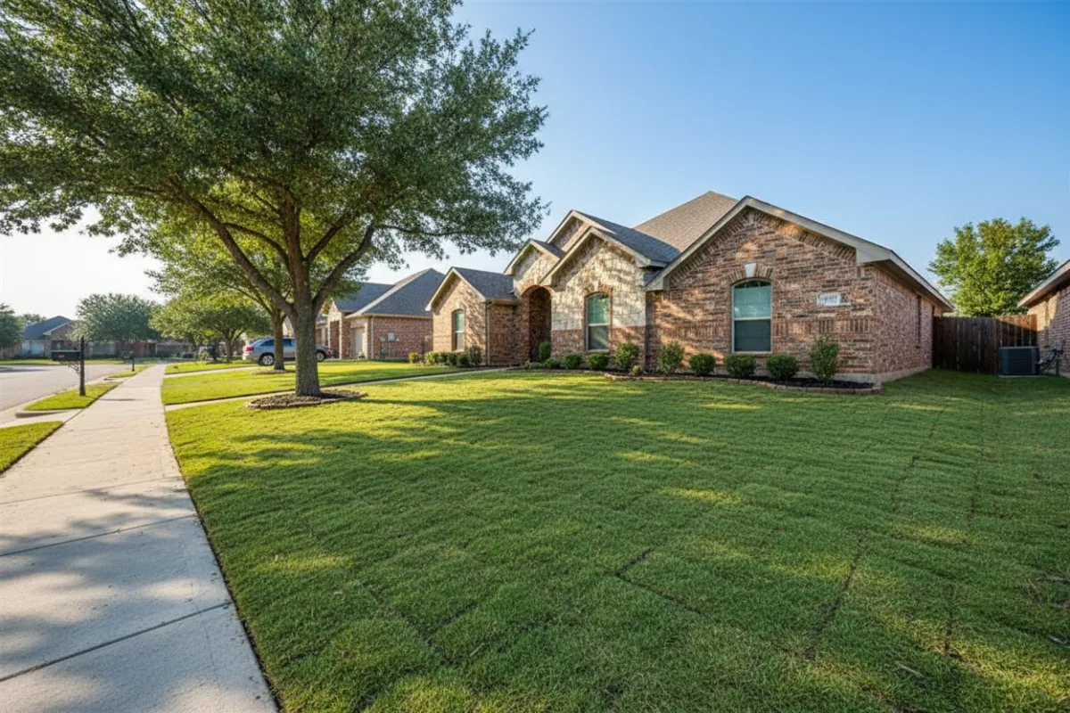 Fresh sod installation in Weatherford front yard