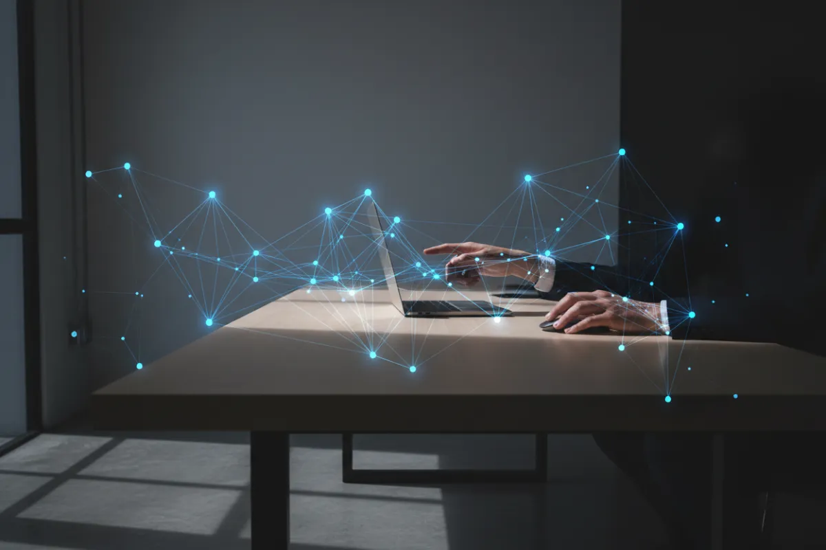 Abstract digital network or modern workspace consultation