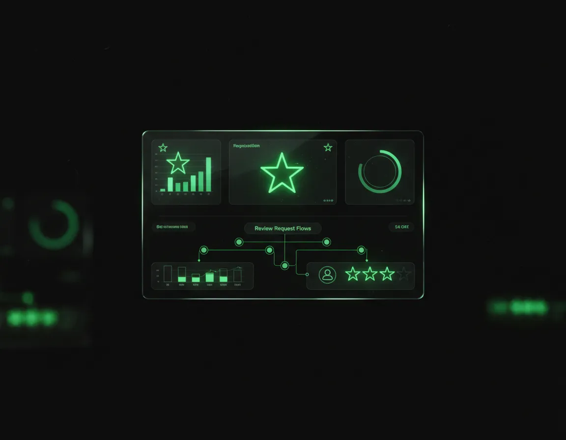 Reputation command center screen showing automated review requests
