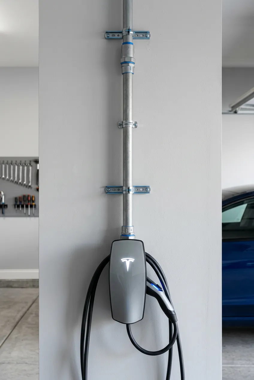 Vertical project video preview: High-amp EV charger conduit run and installation