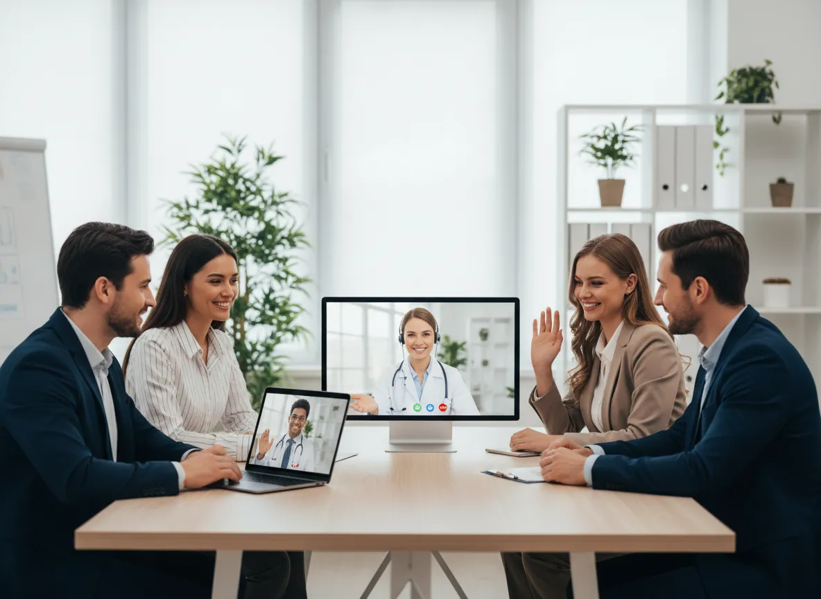 Diverse workforce in a virtual healthcare and business consultation setting