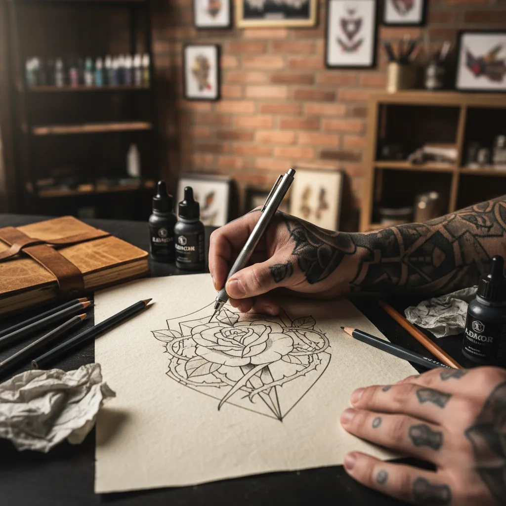 Custom tattoo by Tim Davis at Rose & Dagger Tattoo