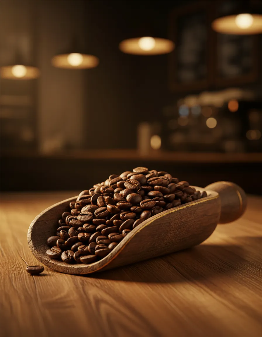 A warm, inviting cafe lifestyle moment with a barista serving coffee
