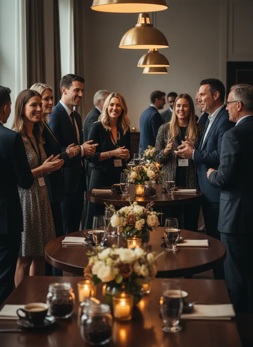 Guests interacting at a premium networking event