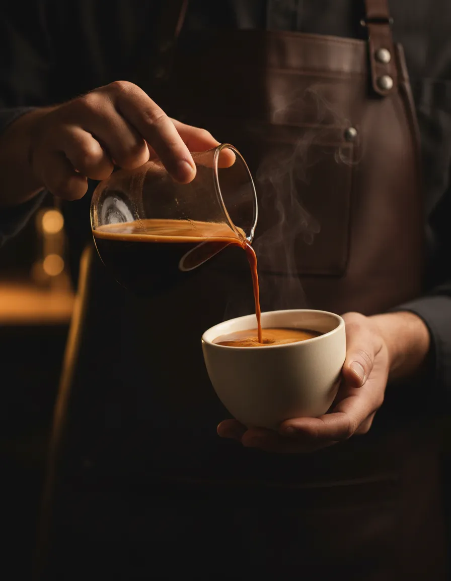 Luxurious coffee brewing representing transparency and quality