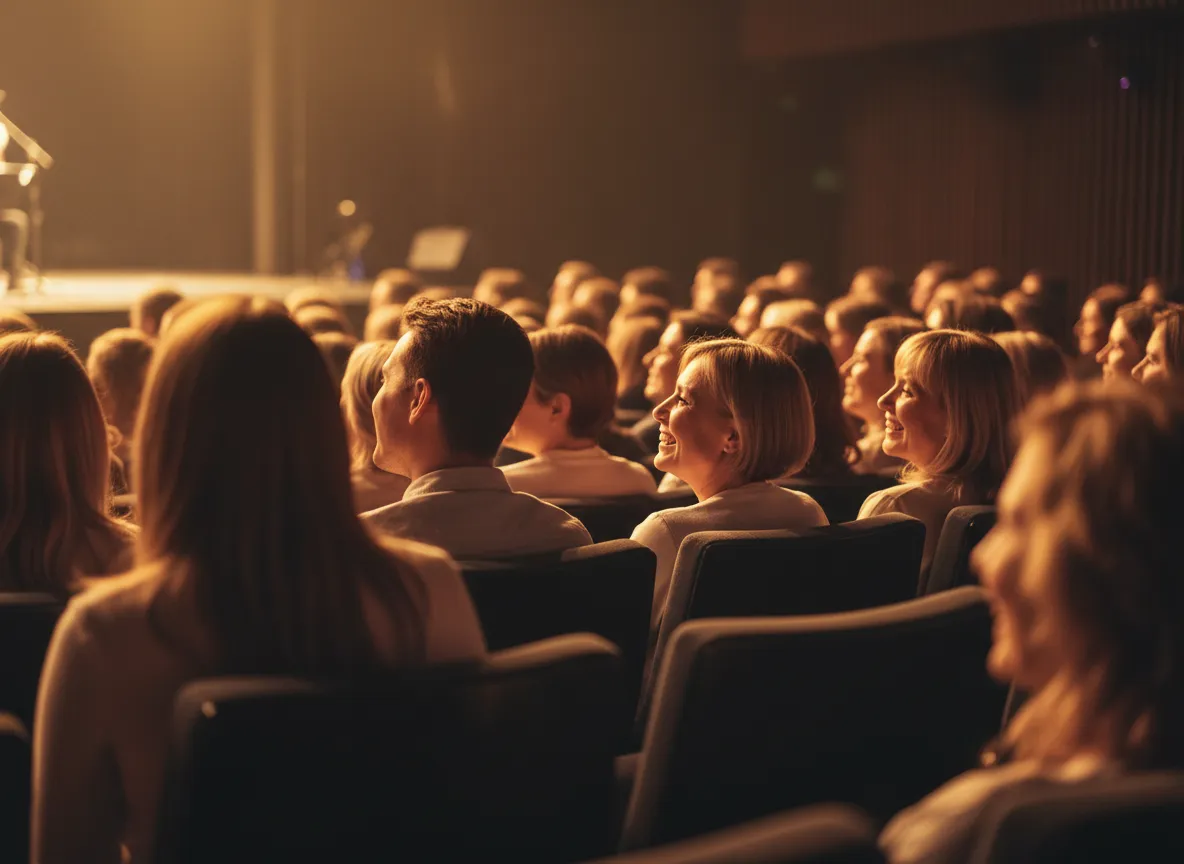 Audience enjoying a concert in warm lighting