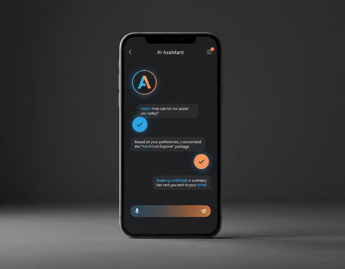AI chat assistant interface communicating with a potential client