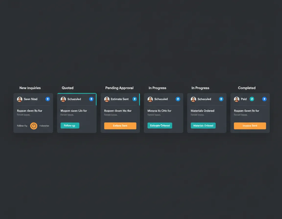 Automated CRM for contractors interface showing pipeline
