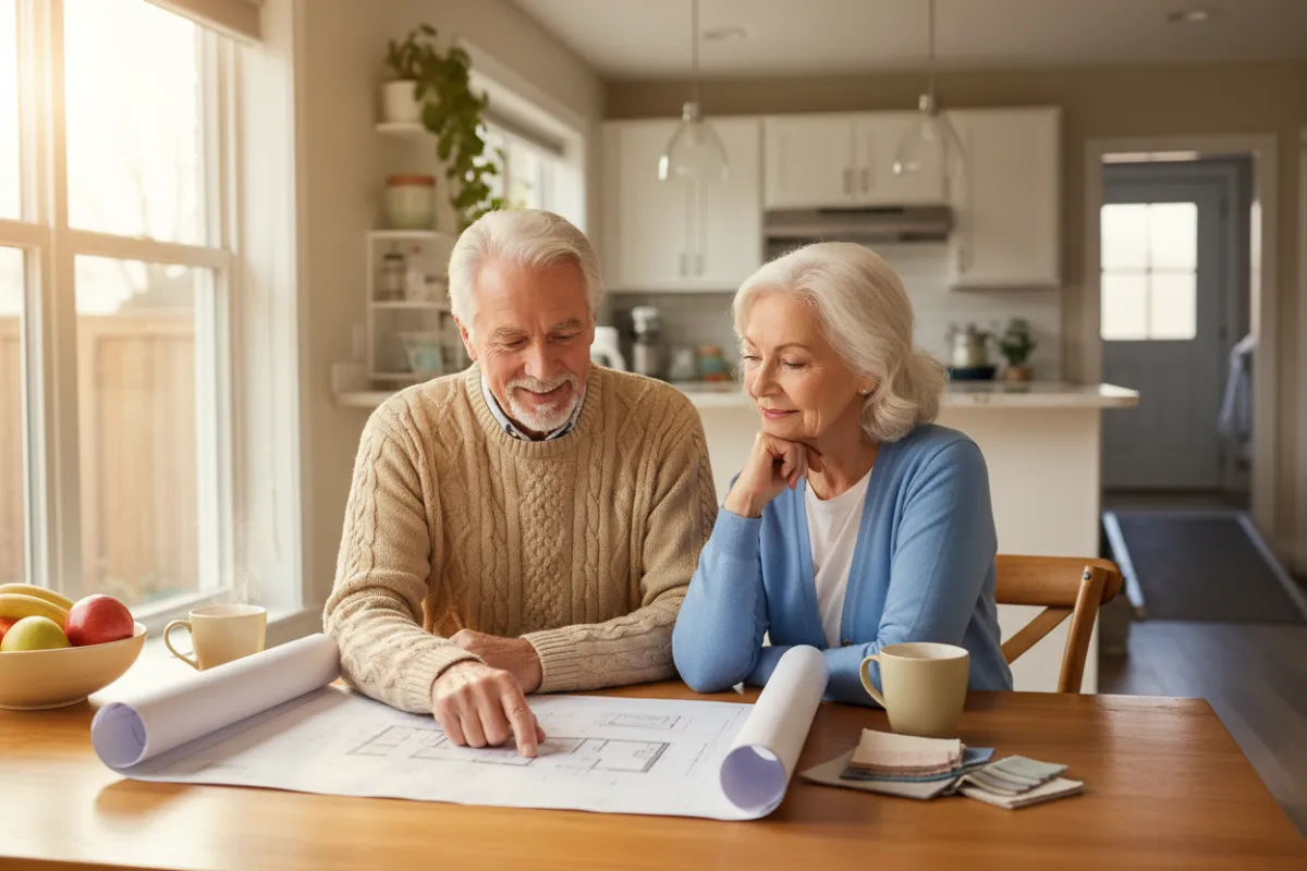 Senior couple reviewing home equity options with advisor