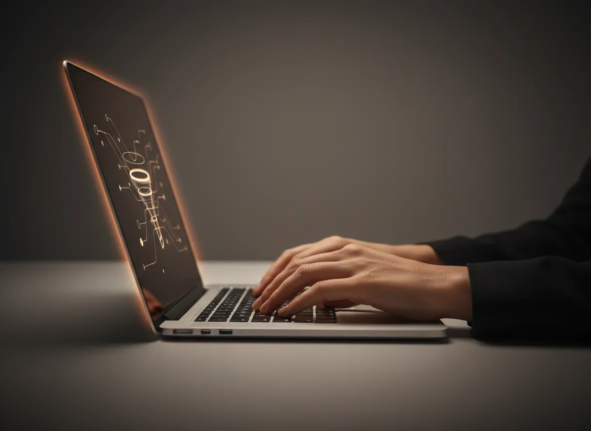 Hands working on a laptop while building a retreat sales system