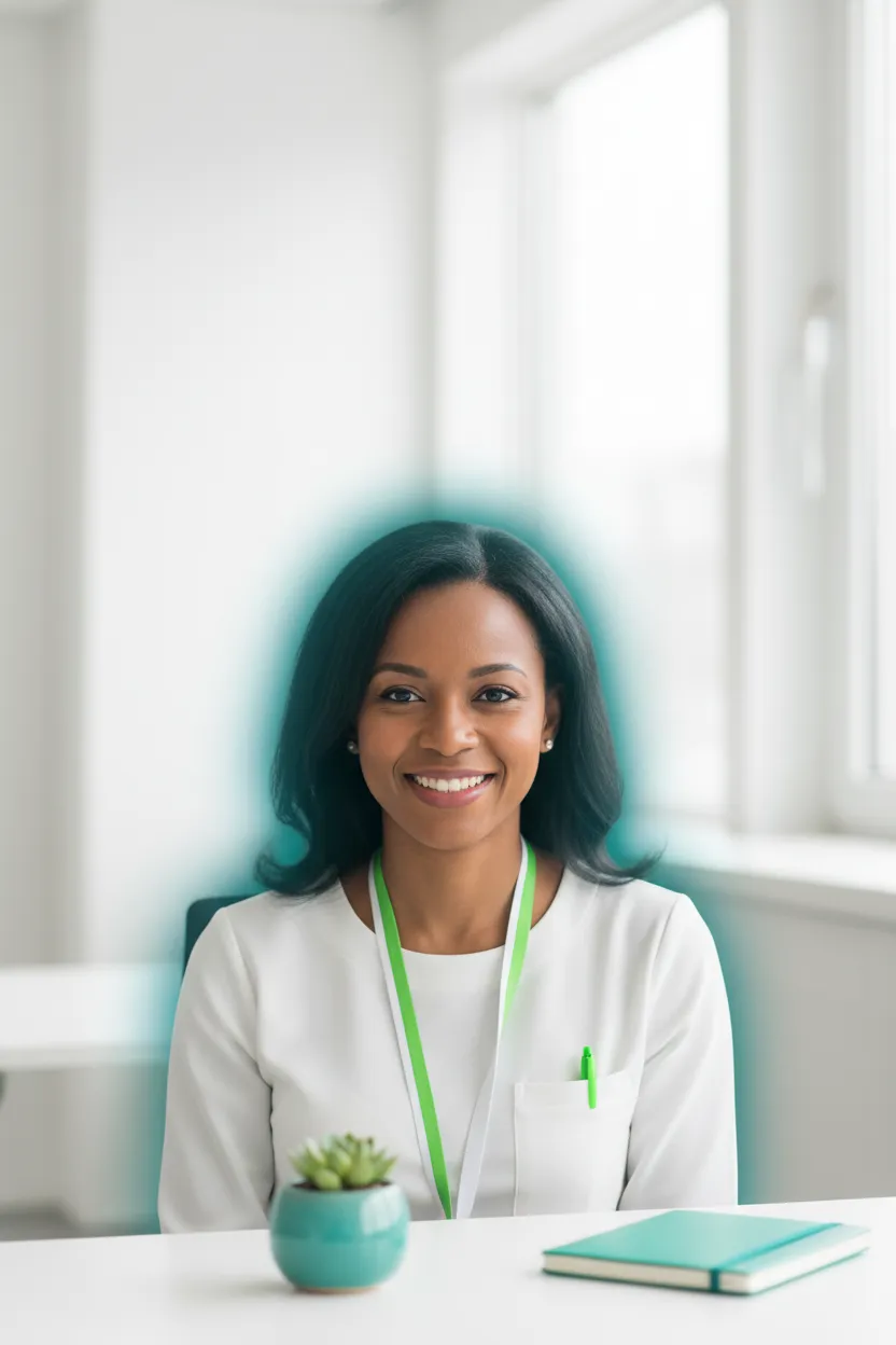 Friendly telehealth coordinator smiling