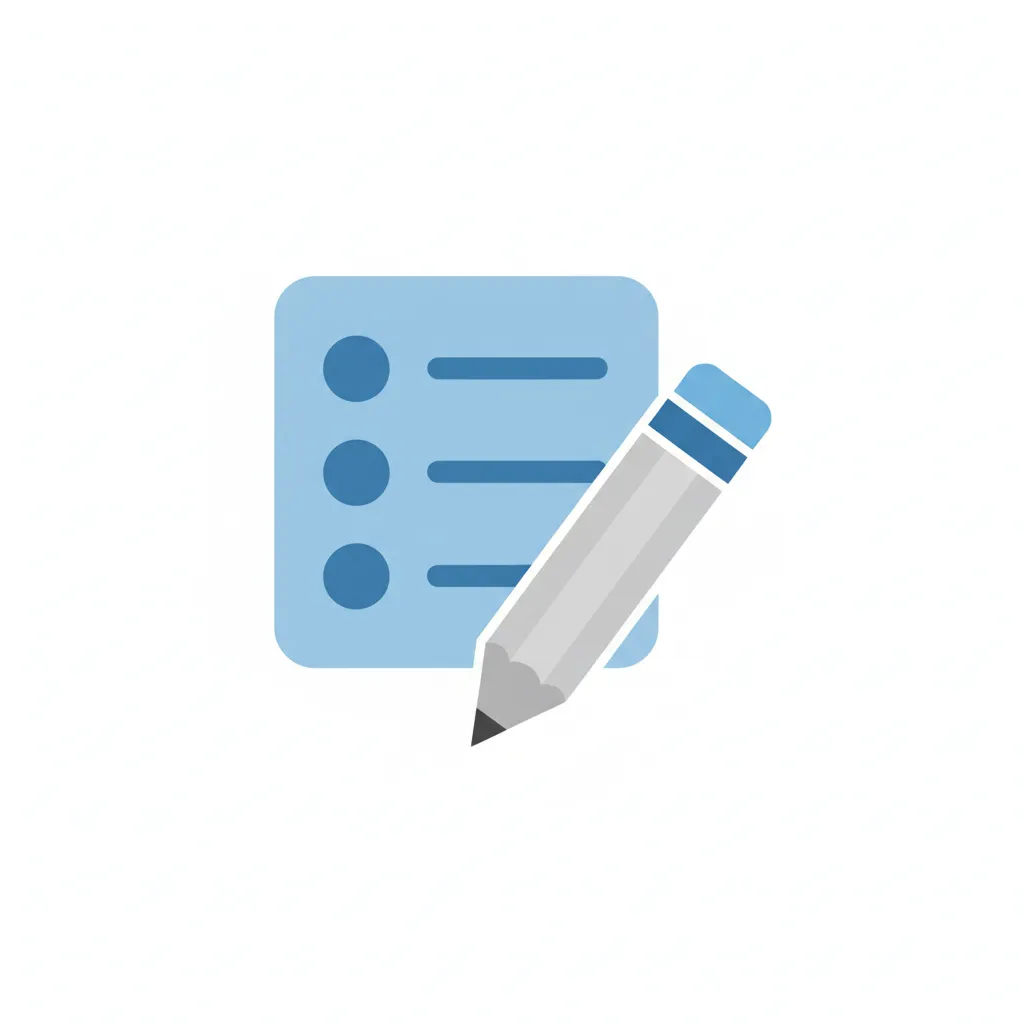 A flat, minimal icon of a checklist and pencil, symbolizing setup instructions, on a white background.