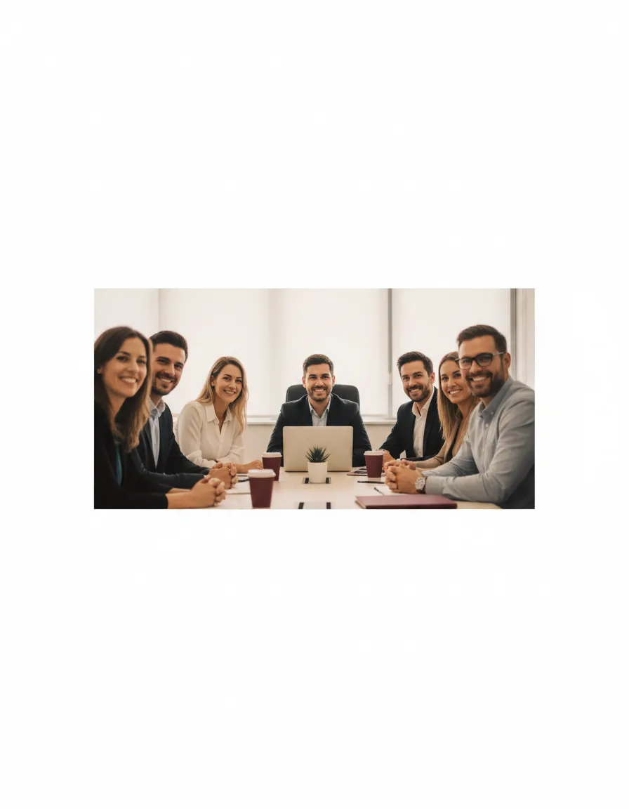 Professionnels souriants et confiants lors d'une réunion internationale