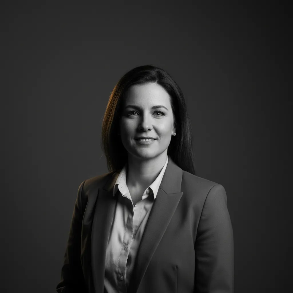 Stark black and white portrait of a small business owner