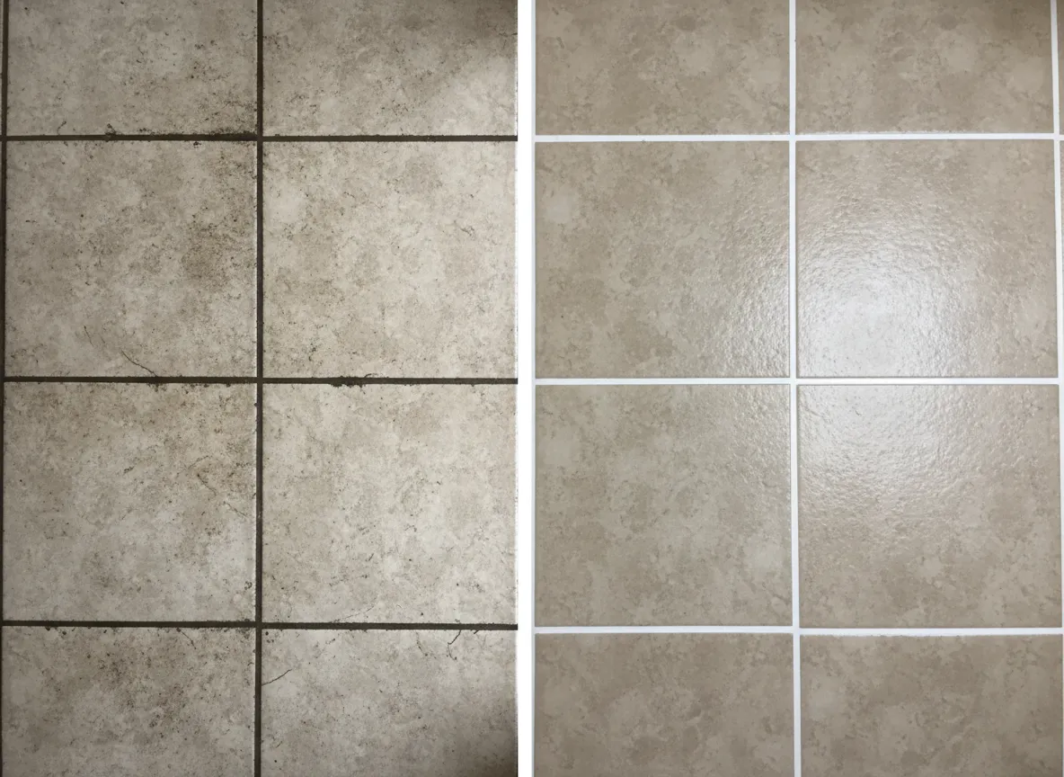 Before and after tile and grout cleaning results