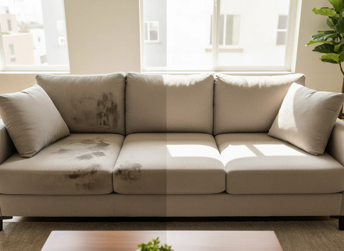 Before and after upholstery cleaning results