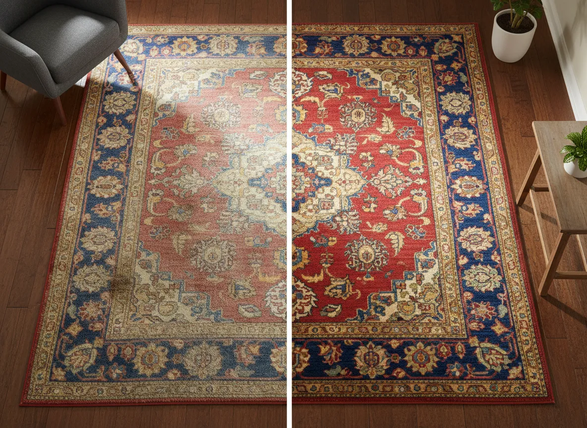 Before and after rug cleaning results