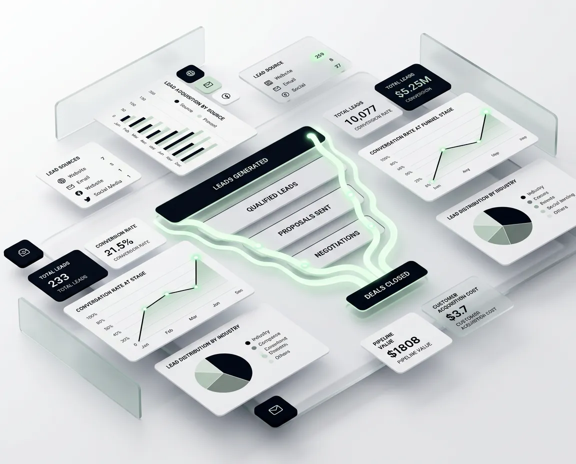 Visual pipeline and lead generation analytics dashboard overview