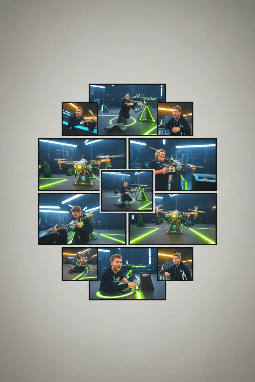 Social media highlight reel with multiple drone camera angles