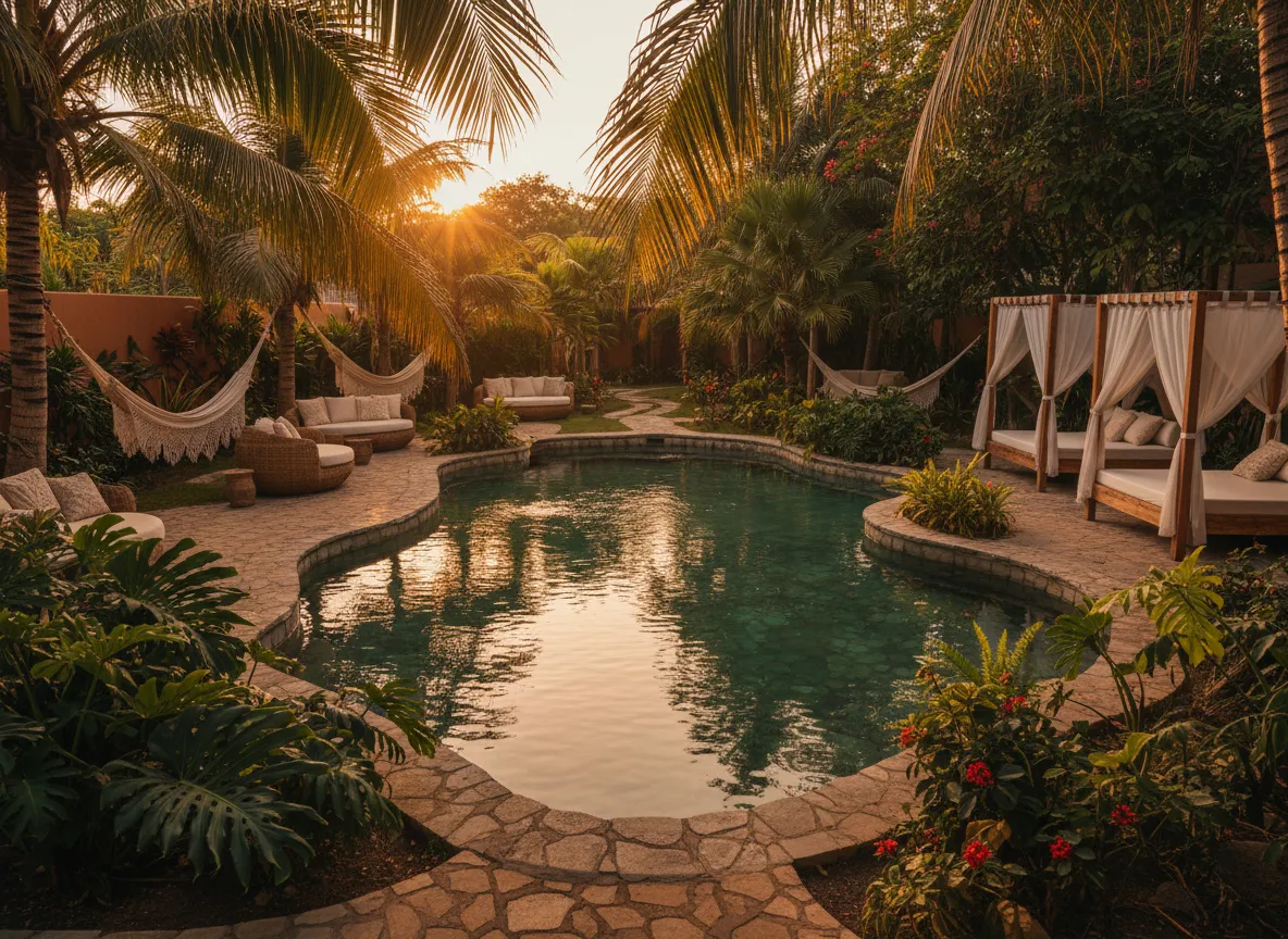 Phoenix Intensive divorce retreat venue with natural biopool surrounded by lush greenery in San Pancho, Mexico