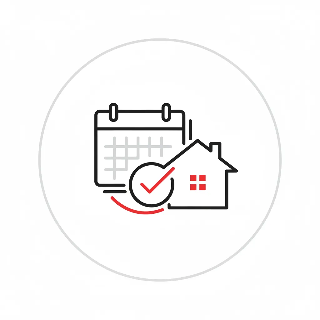 Calendar + Check + House Icon