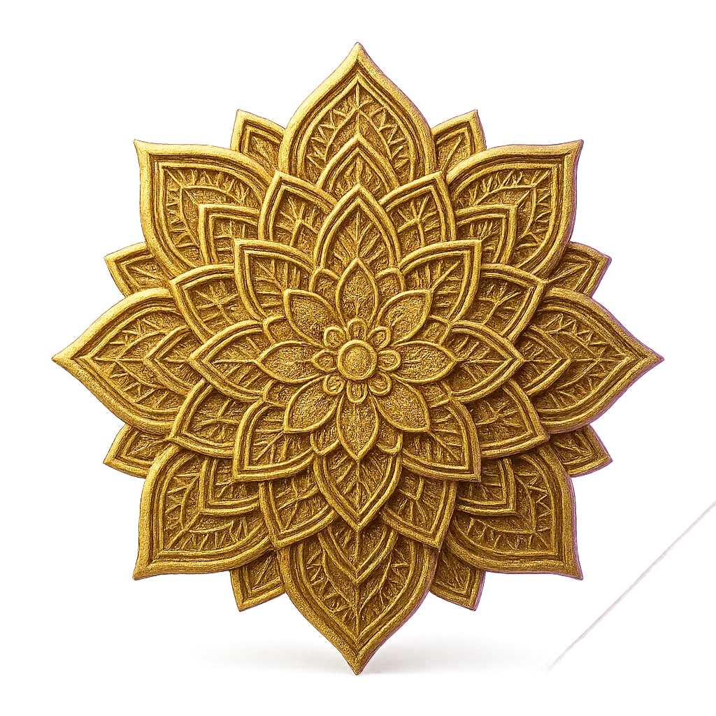 Glowing gold geometric mandala representing cosmic order and clarity