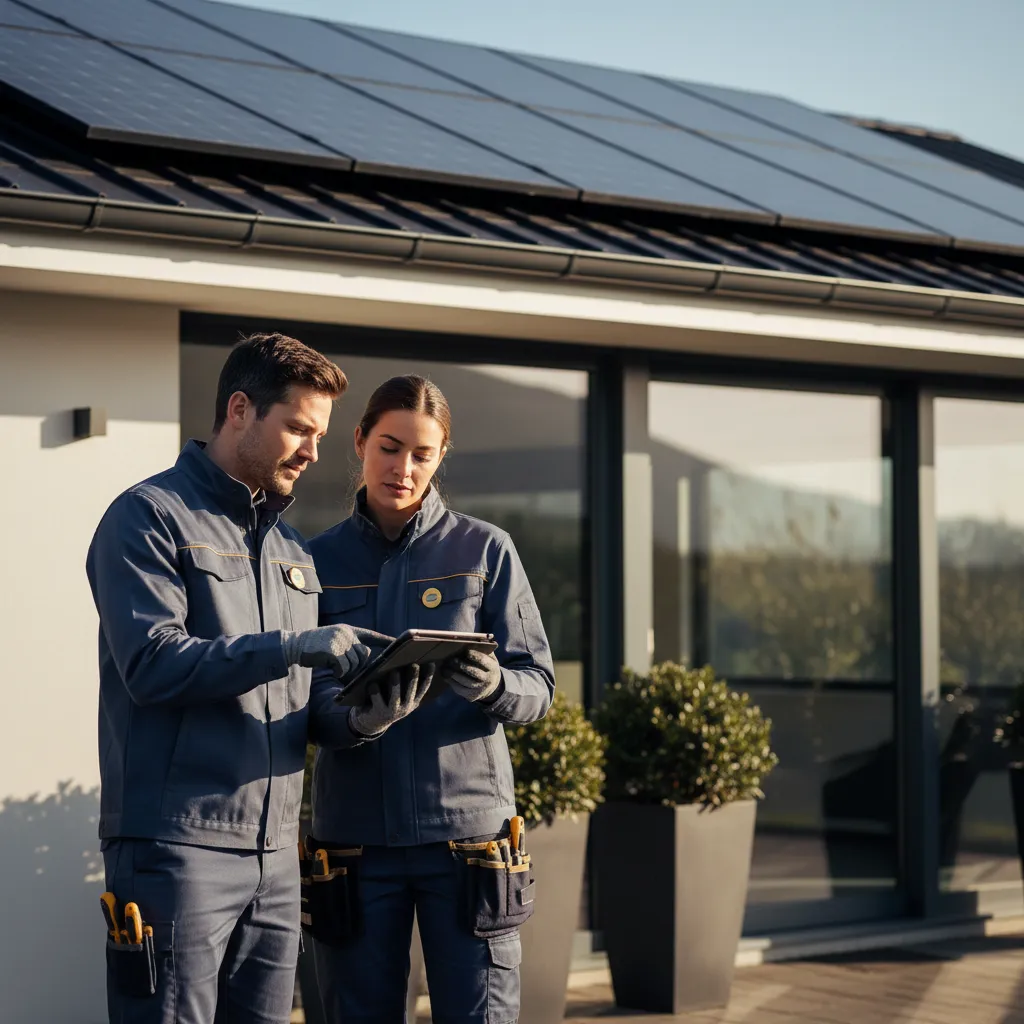 Solar professionals at work in a premium setting