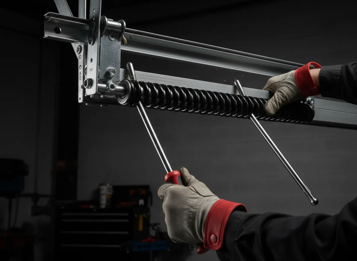 Precision garage door springs and parts being replaced