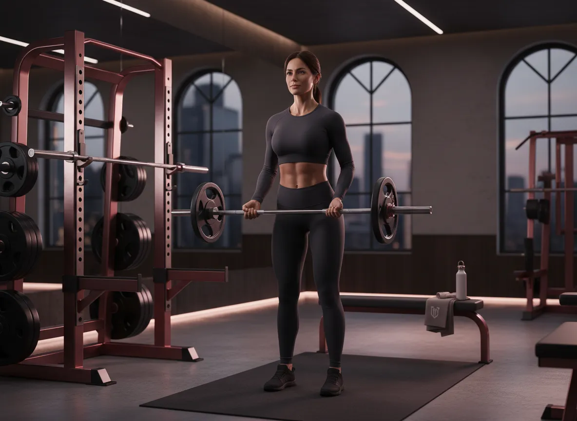 Confident professional woman training in the gym