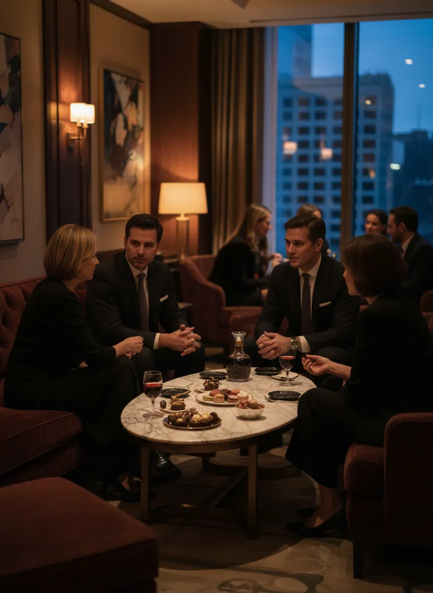 Sophisticated corporate boardroom environment