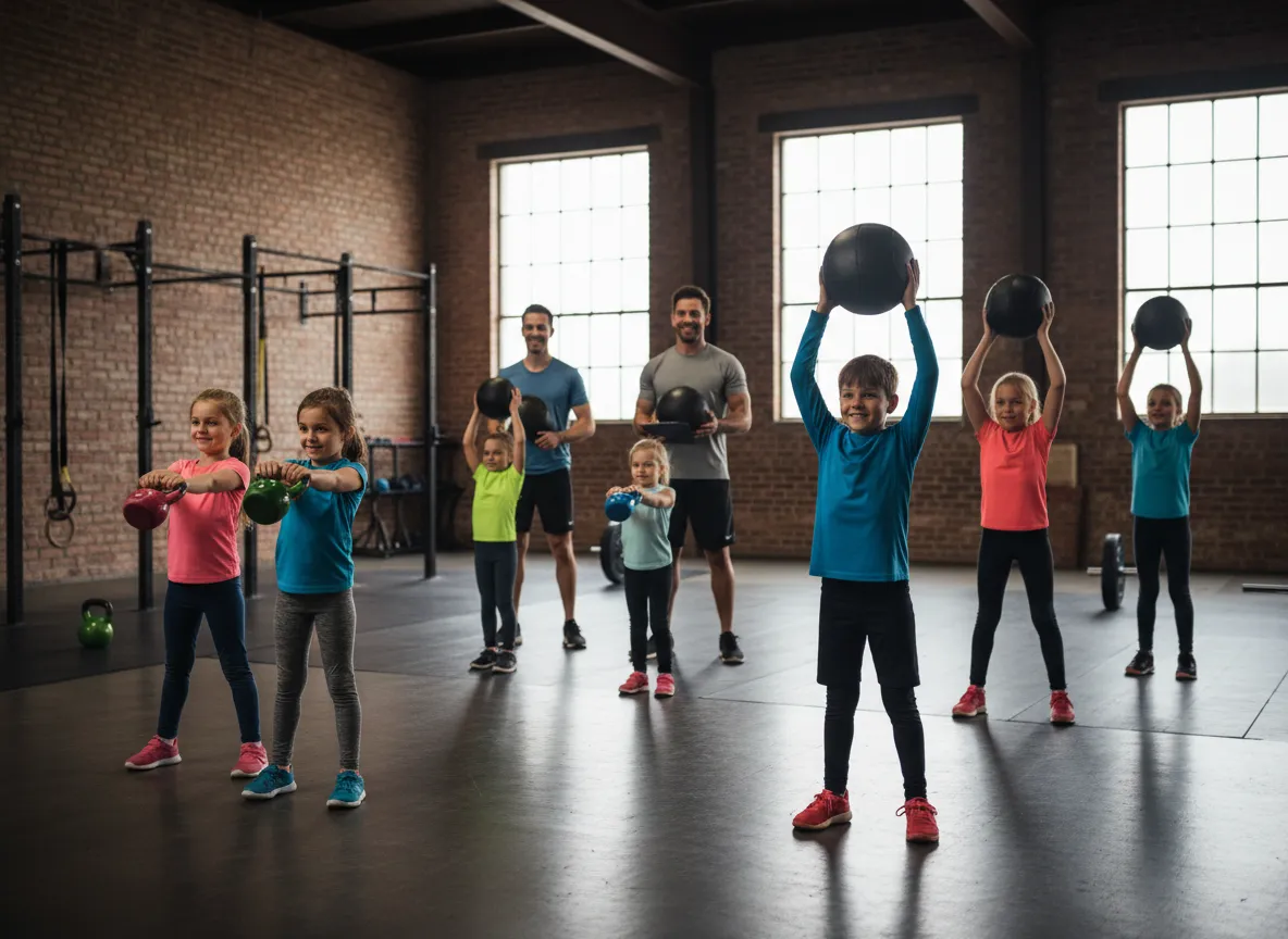 Kids and teens training in the gym