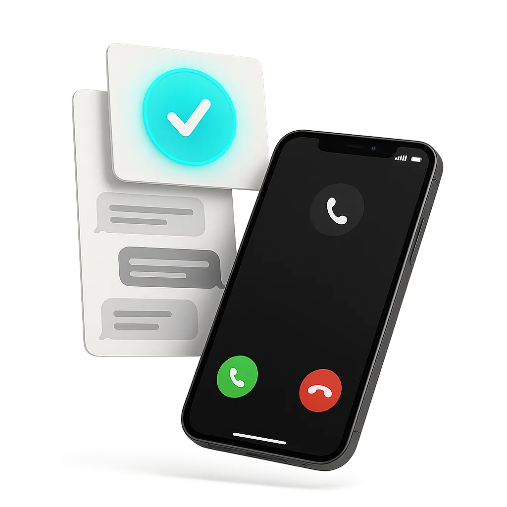 Visual hybrid showing workflow of incoming call to CRM update