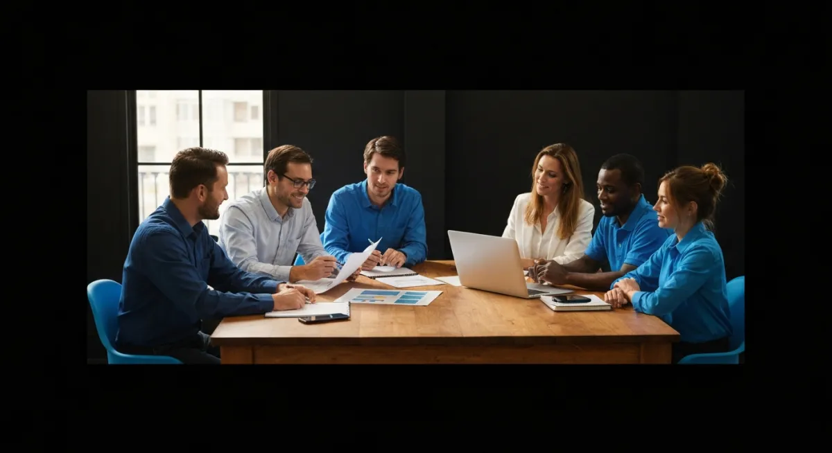 Team of experts collaborating on business transformation strategies