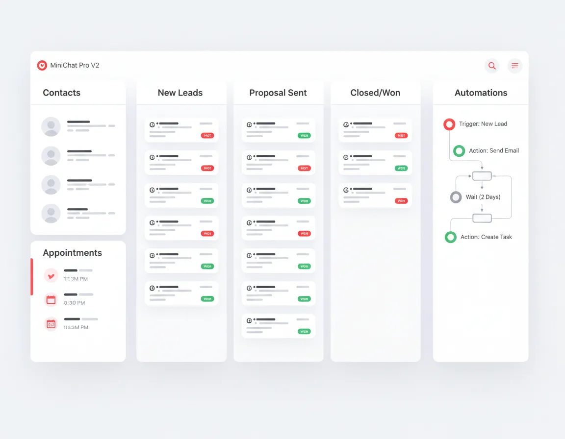 CRM dashboard visual and automation workflow preview