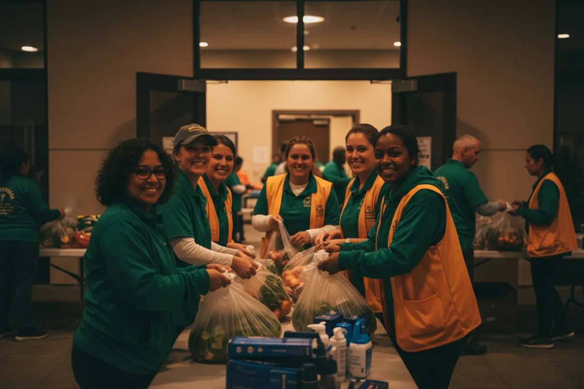 Volunteers helping in the community