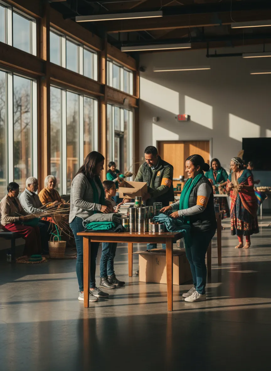 Community members engaged in service and cultural activities