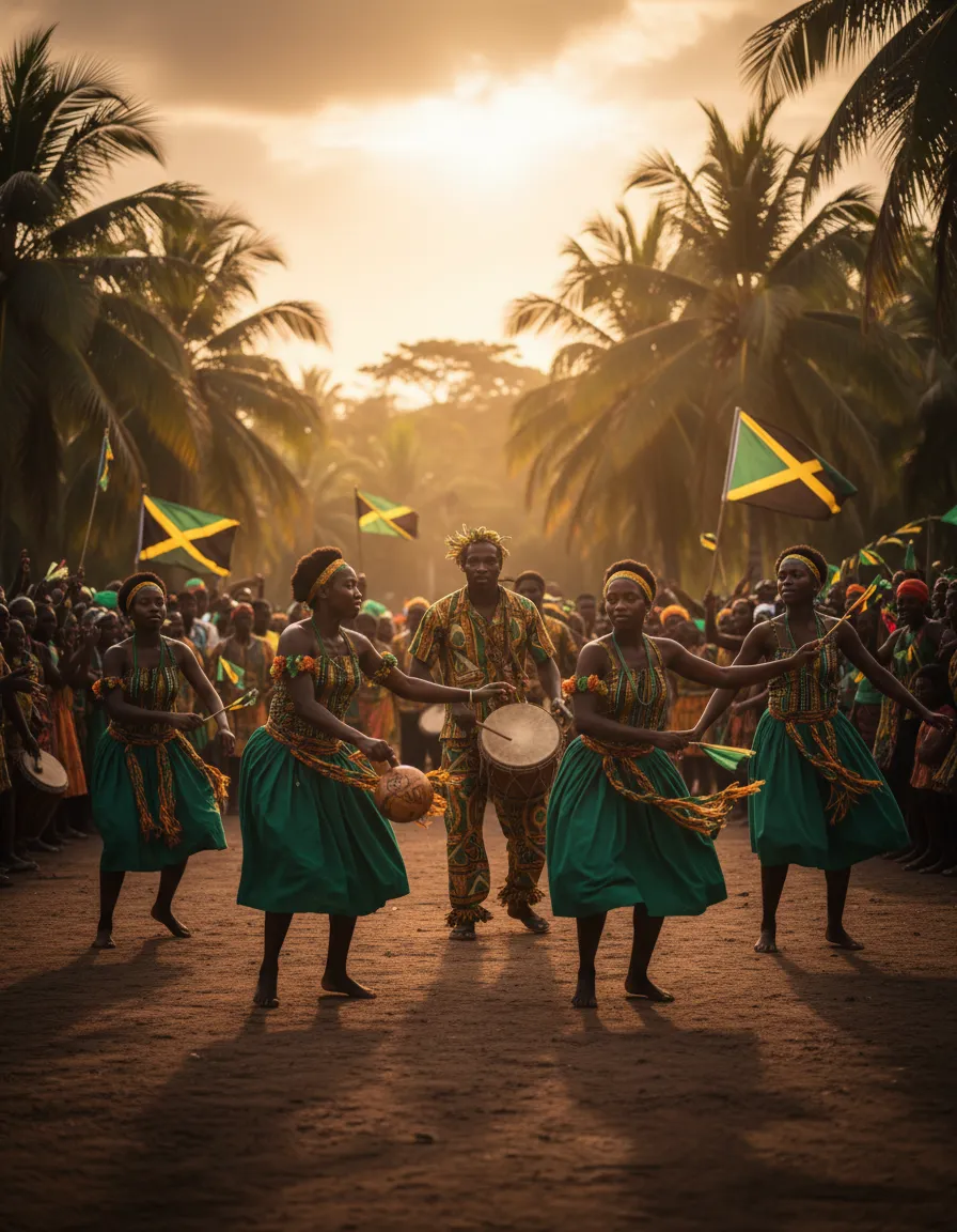 Community members uniting and celebrating Jamaican culture