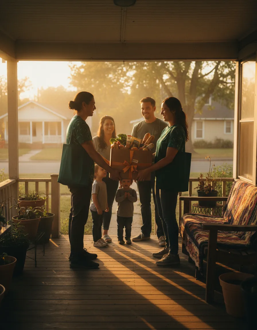 Community volunteers organizing a food drive