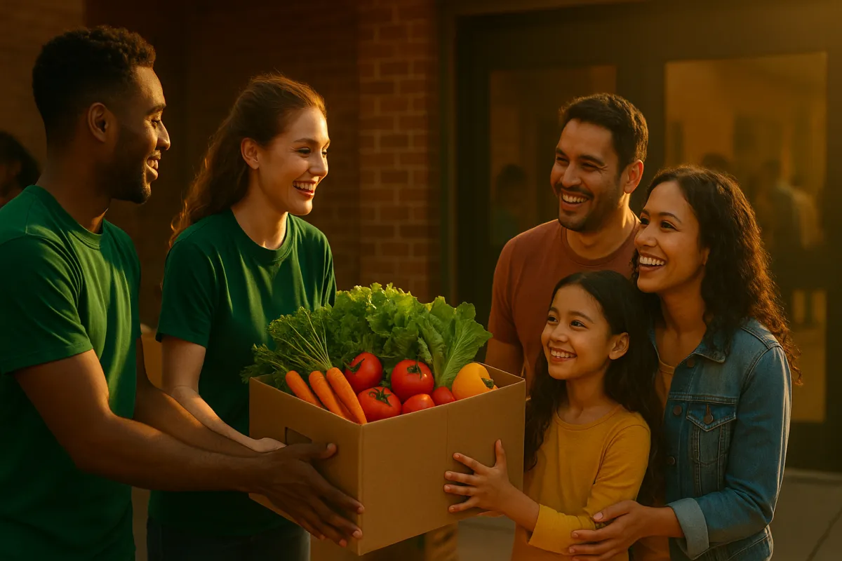 Community members organizing a local food drive