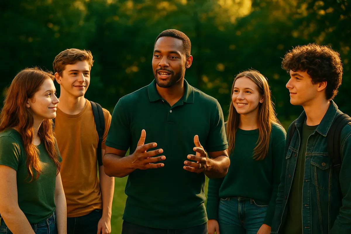 Youth participating in leadership development workshops