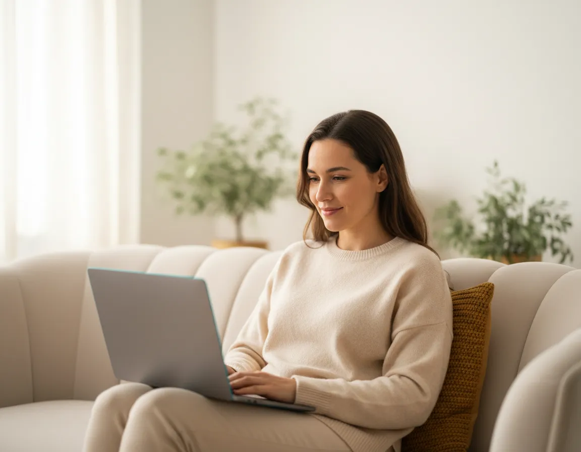 Patient experiencing comfortable telehealth session at home