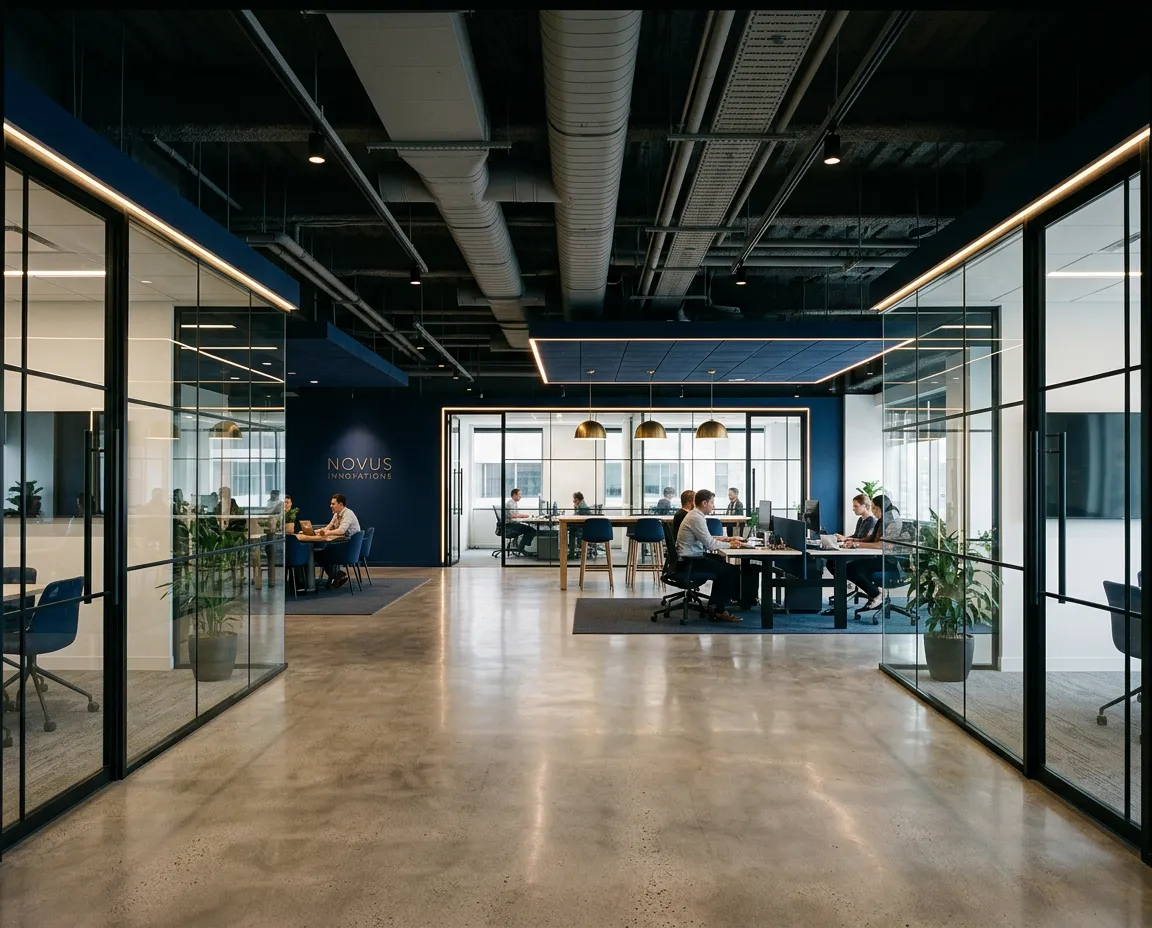 Modern commercial office buildout and architectural tenant improvement project