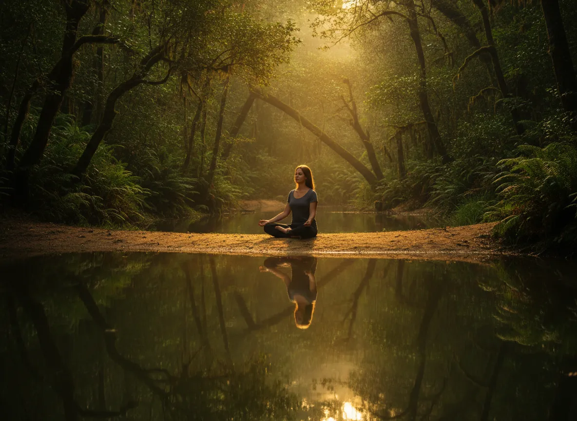 Person demonstrating focused internal meditation